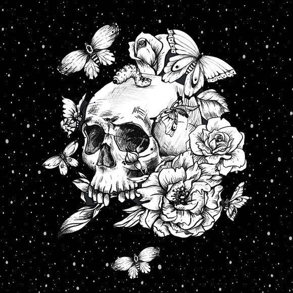 Sfondo Di Halloween Con Teschio Floreale Gotico Disegnato M8-44