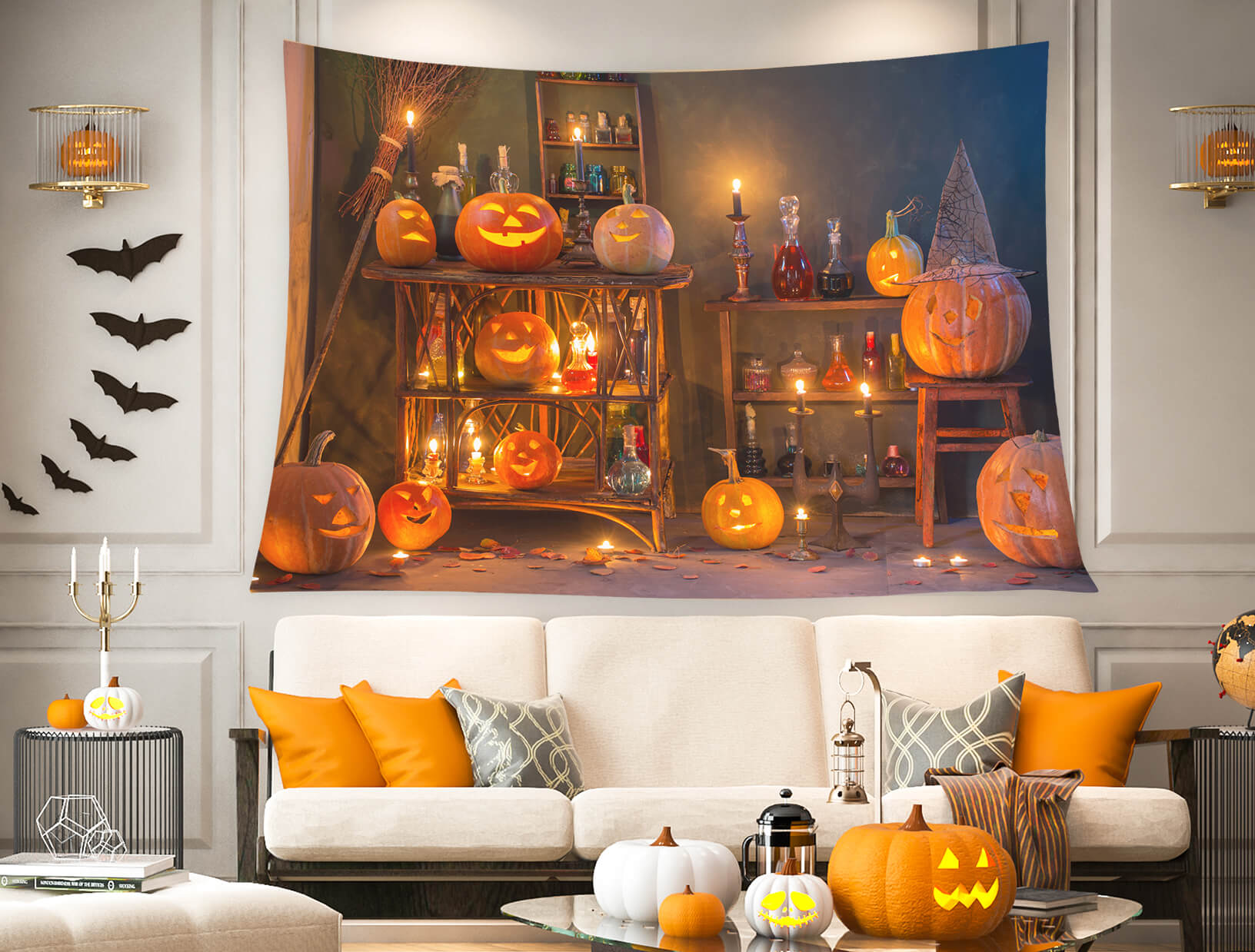 Decorazioni Per La Casa Con Arazzi Con Luci Di Zucche Di Halloween Acquista 2 Ricevi 1 Gratis