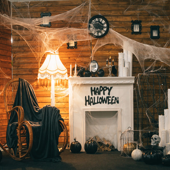 Sfondo Della Ragnatela Della Stanza Spaventosa Di Halloween M8-49