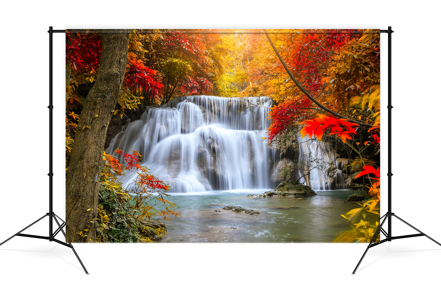 Sfondo Di Paesaggio Autunnale Cascata Di Foglie D'Acero M8-52
