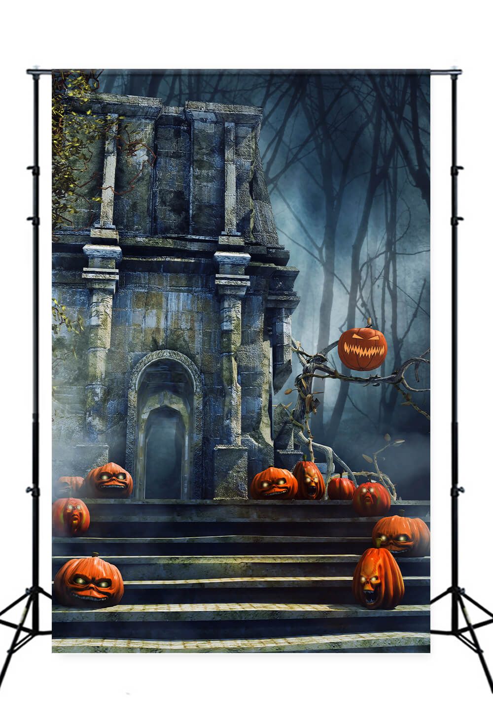 Sfondo Del Castello Stregato Della Notte Dell'Orrore Di Halloween M8-58