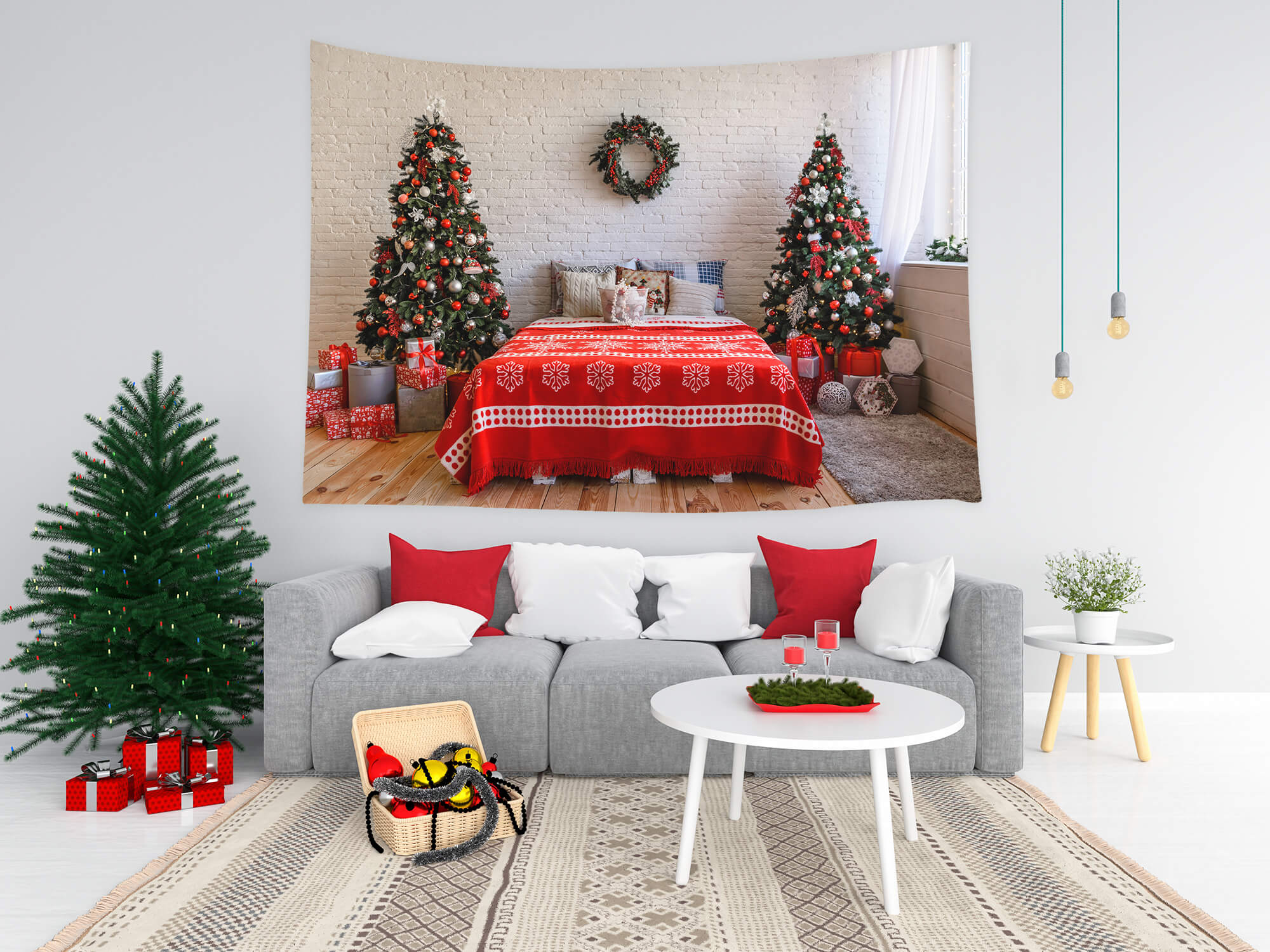 Sfondo Interno Della Stanza Decorata Con Natale M8-63