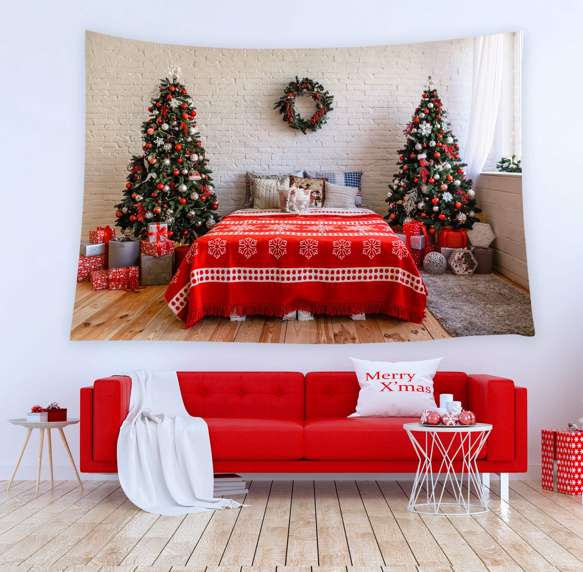 Sfondo Interno Della Stanza Decorata Con Natale M8-63