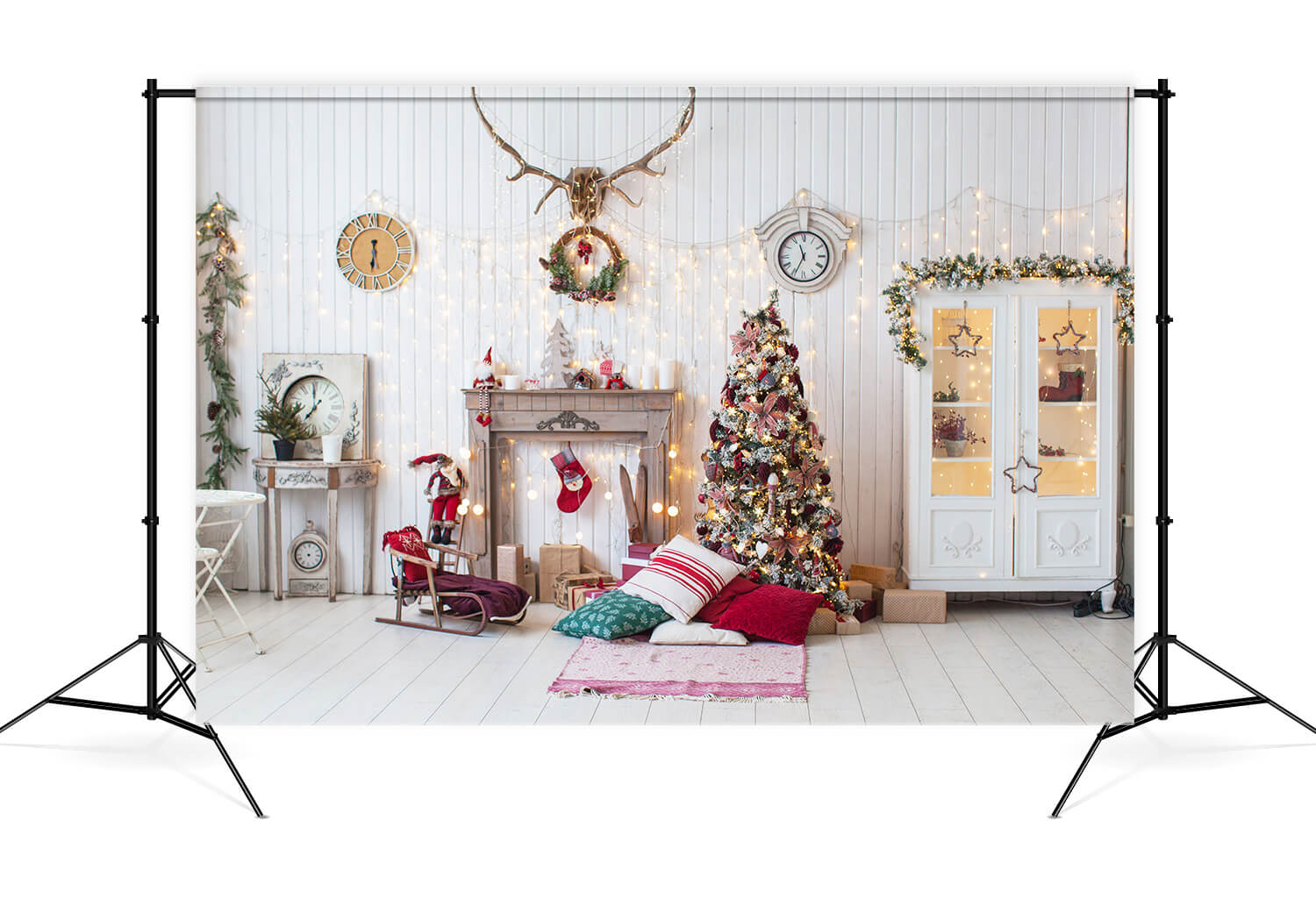 Sfondo Del Soggiorno Decorato Con Decorazioni Natalizie M8-70