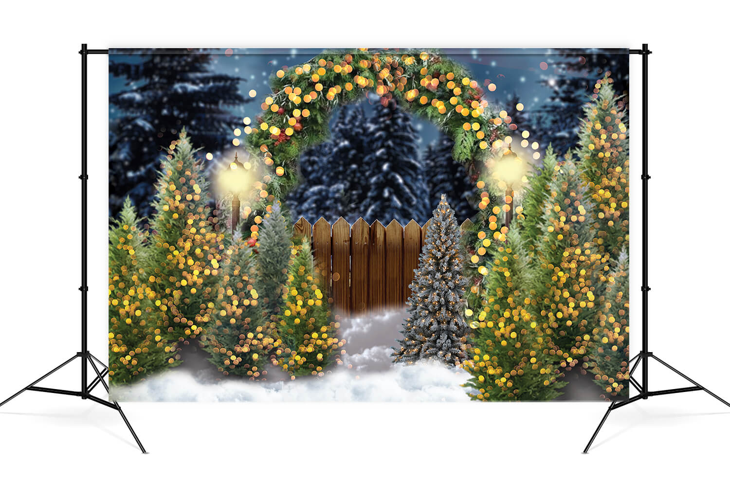 Sfondo Fotografico Scintillante Con Arco Di Albero Di Natale M8-75