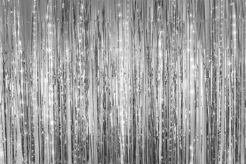 Sfondo Di Decorazione Natalizia Con Nappa Argento Glitterata M8-76