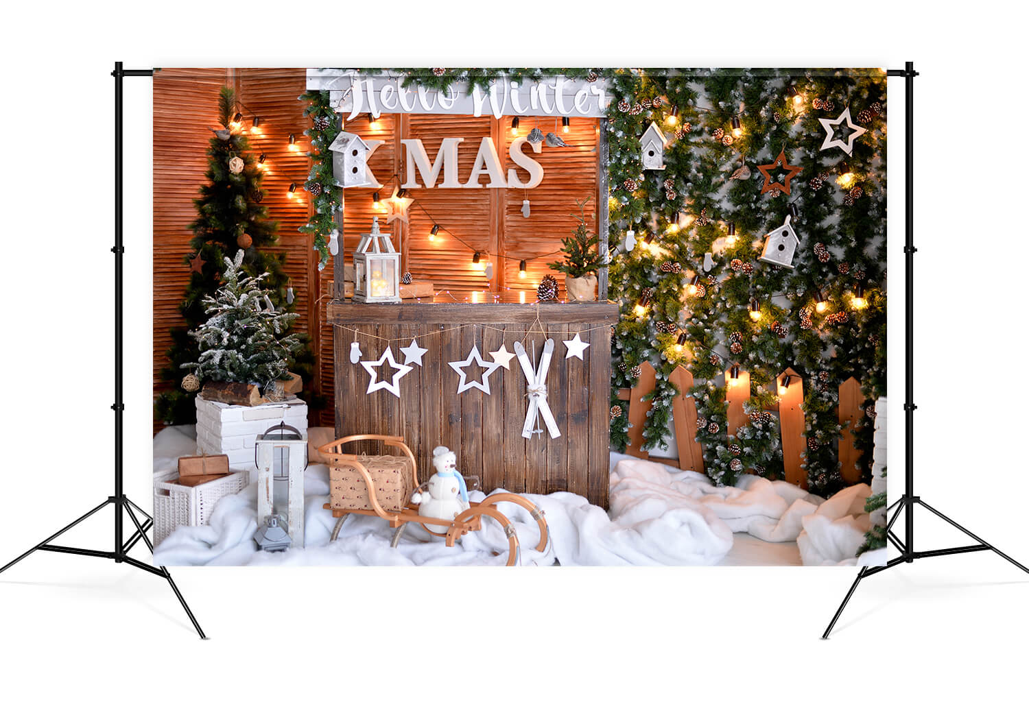 Negozio Di Natale Sfondo Fotografico Con Neve Invernale M9-06