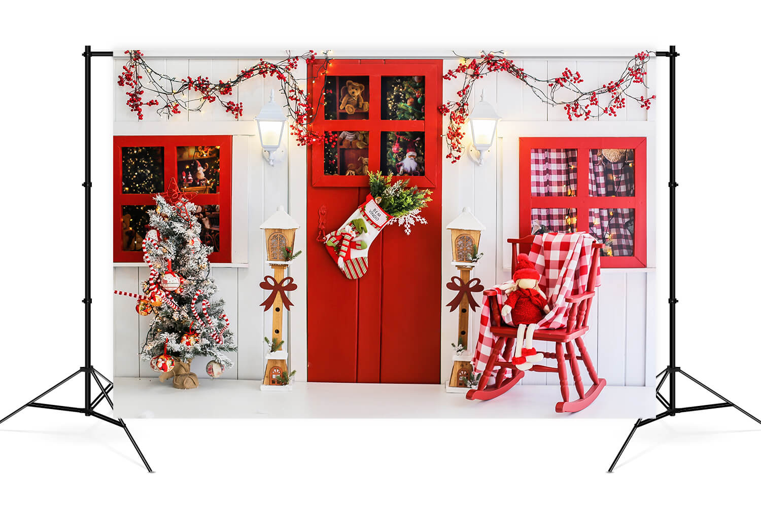 Sfondo Con Porta Decorata Di Natale Per Fotografia M9-07