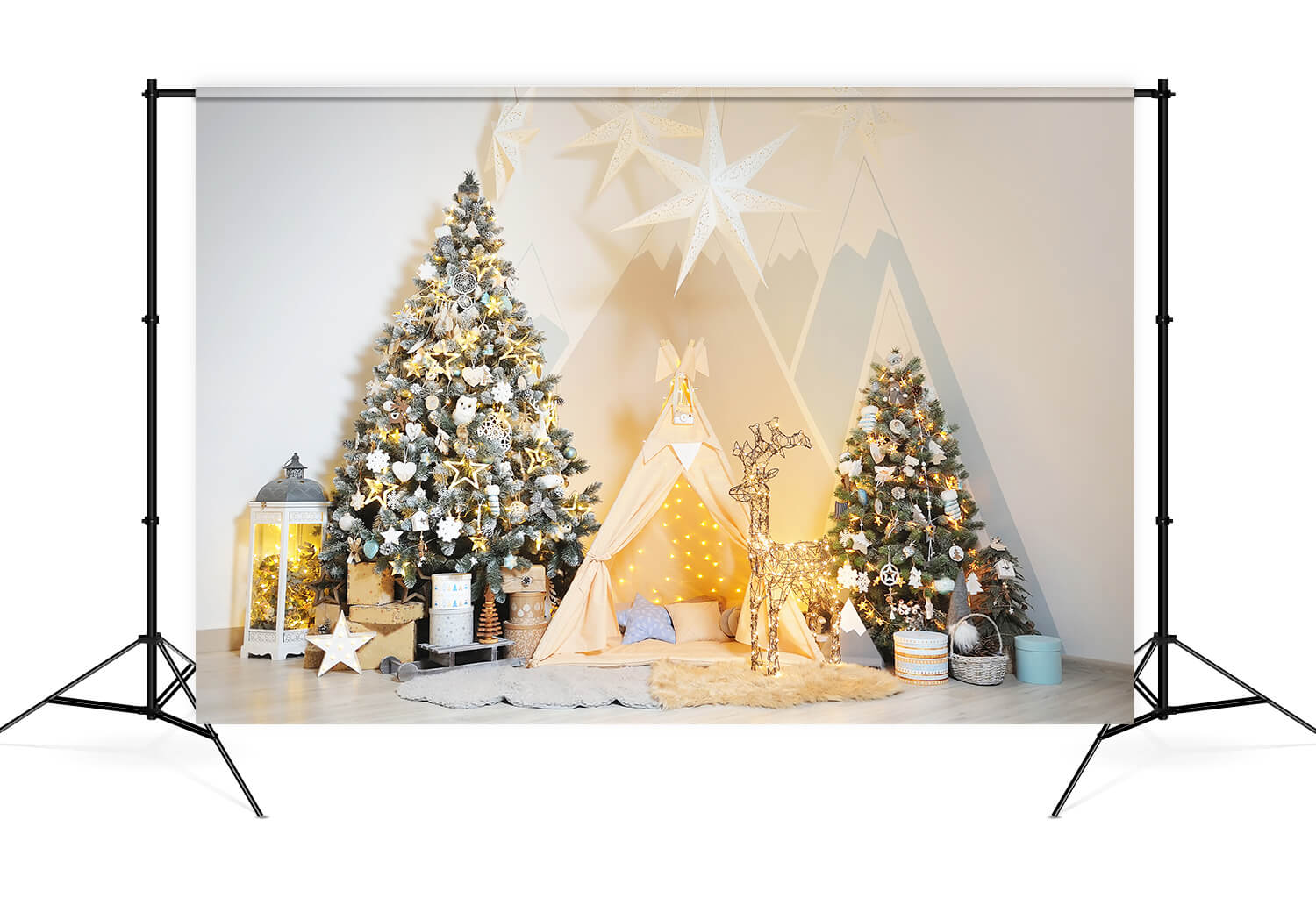 Sfondo Della Casa Della Tenda Dell'Albero Di Natale Decorato M9-14