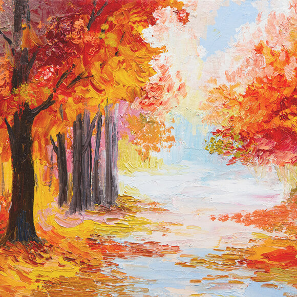 Pittura A Olio Foglie D'Acero Foresta Sfondo Autunnale M9-32