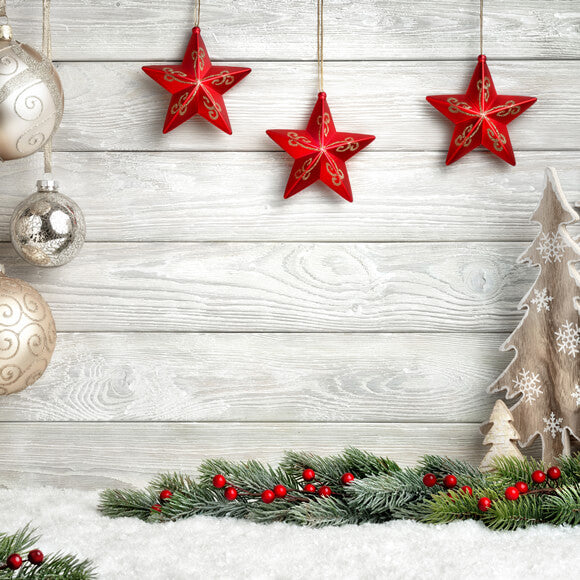 Sfondo Fotografico In Legno Bianco Con Palla Di Natale M9-41