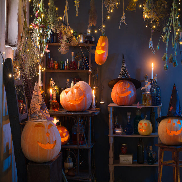 Sfondo Di Candele Accese Con Luci Di Zucche Di Halloween M9-48