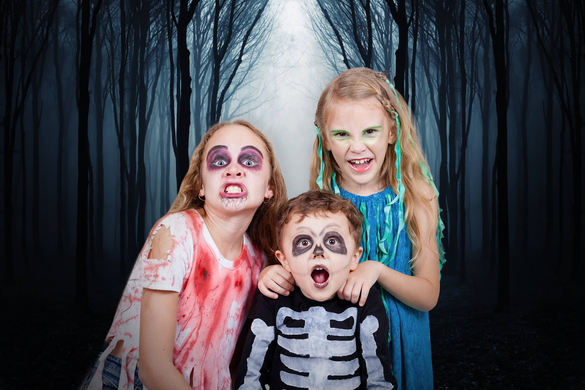 Sfondo Di Halloween Della Misteriosa Foresta Nebbiosa M9-56