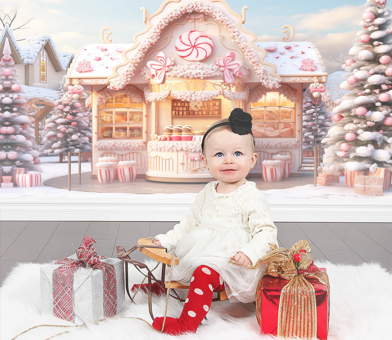 Sfondo Dell'Albero Di Natale Di Candy World House M9-63