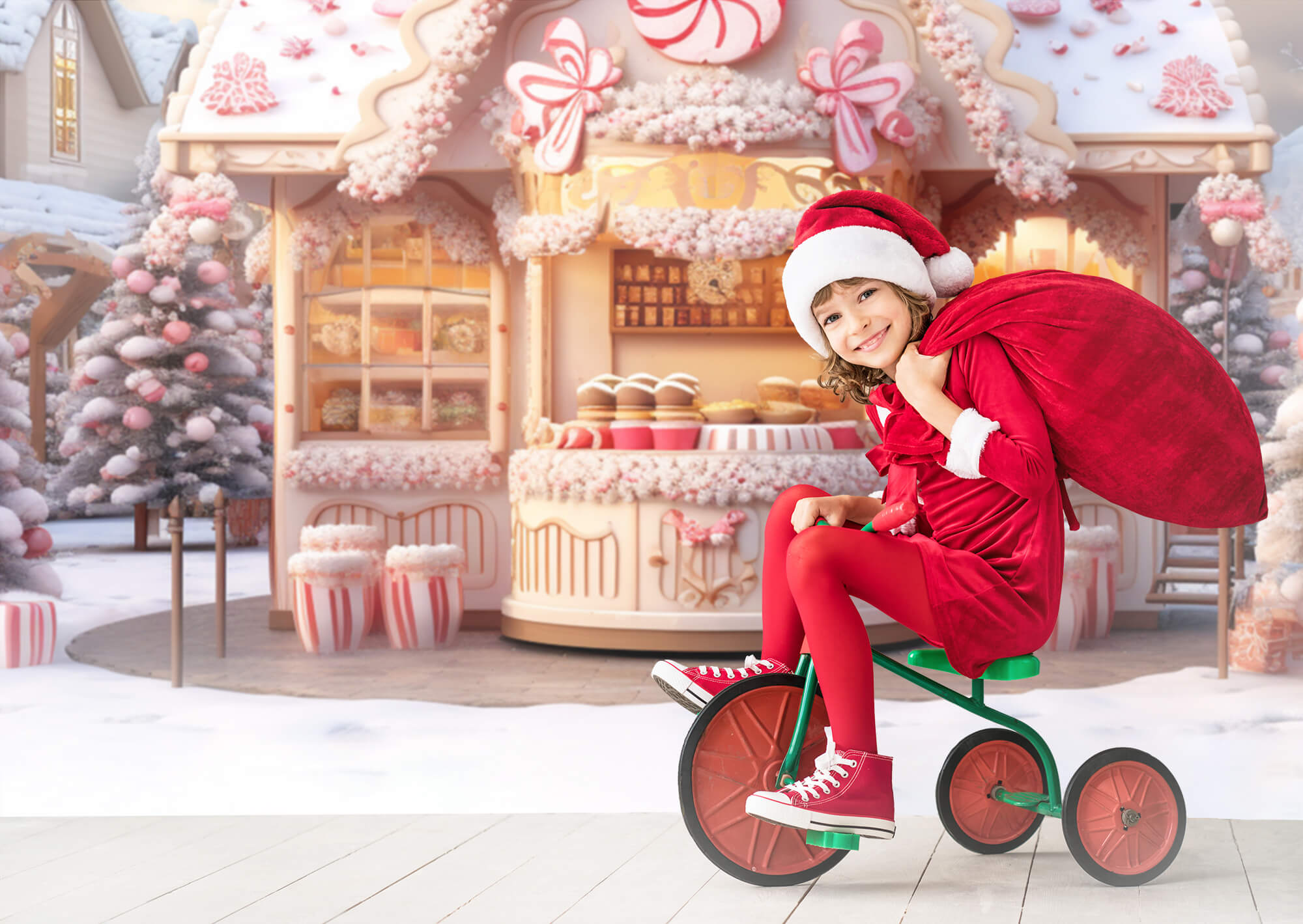 Sfondo Dell'Albero Di Natale Di Candy World House M9-63