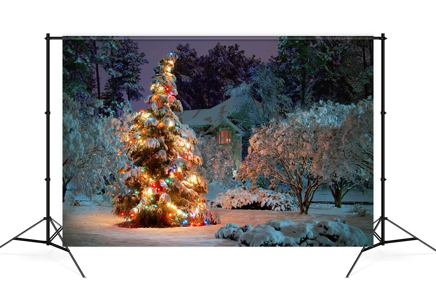 Sfondo Della Foresta Innevata Dell'Albero Scintillante Di Natale M9-75