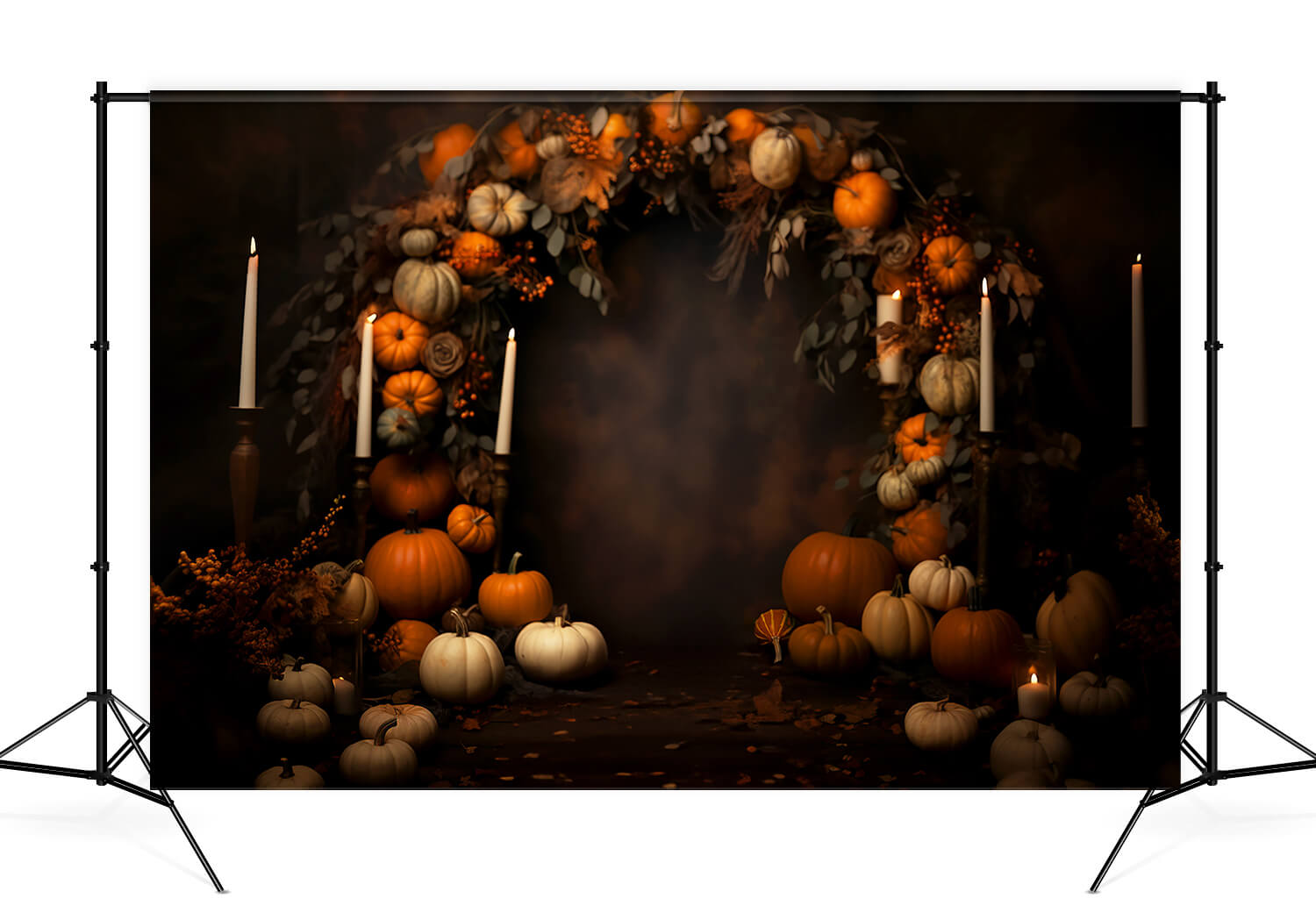 Sfondo Di Candele Ad Arco Di Vite Di Zucca Retr¨° Autunnale M9-82