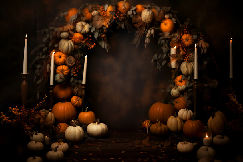 Sfondo Di Candele Ad Arco Di Vite Di Zucca Retr¨° Autunnale M9-82