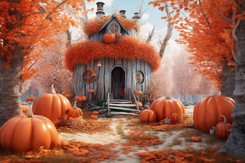 Zucca Cabina Foglie D'Acero Sfondo Autunnale M9-84