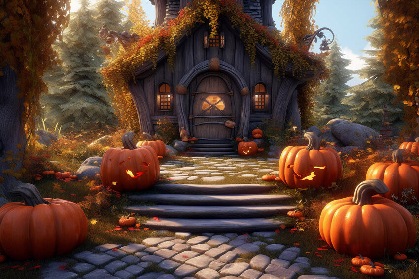 Sfondo Di Casa In Legno Carino Zucca Autunnale M9-85