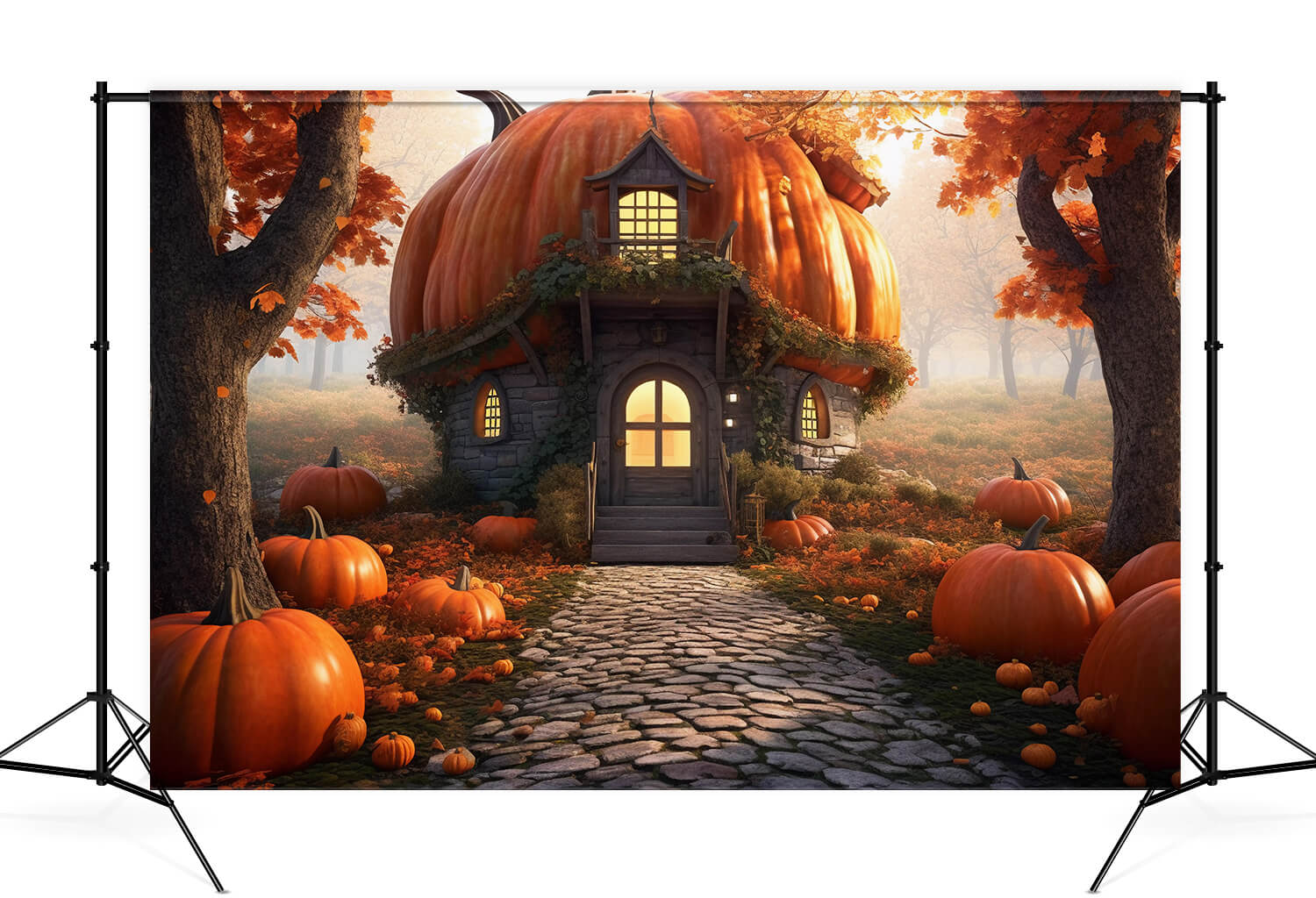 Sfondo Autunnale Di Halloween Cute Pumpkin House M9-88