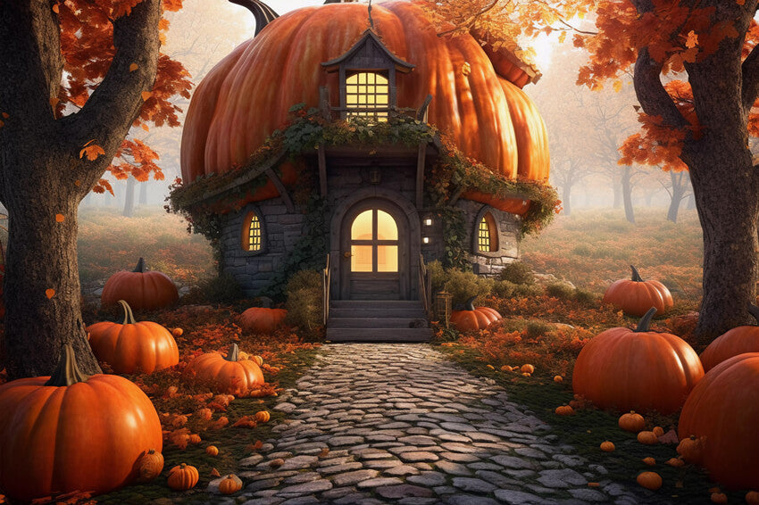 Sfondo Autunnale Di Halloween Cute Pumpkin House M9-88
