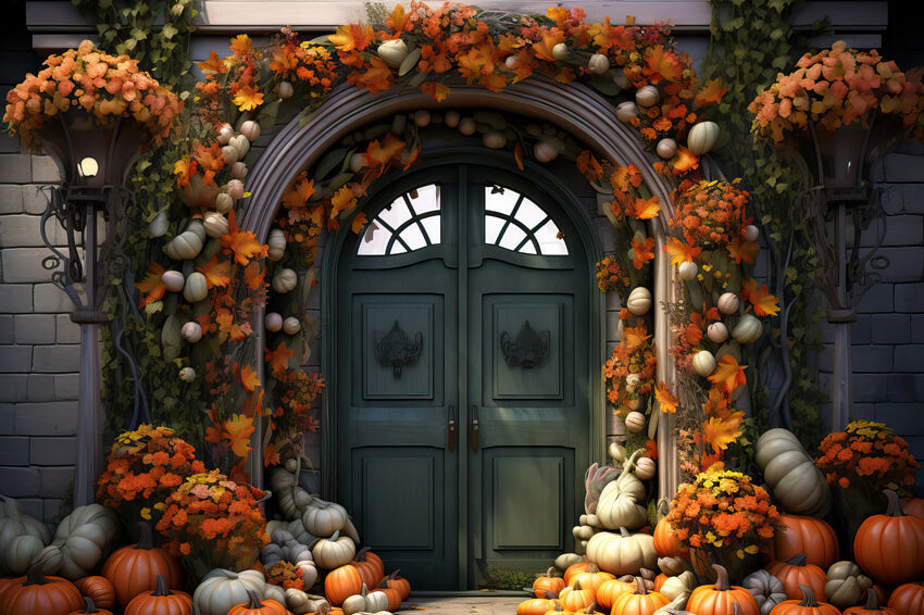 Sfondo Fotografico Per Porta Vintage Con Zucca Autunnale M9-93