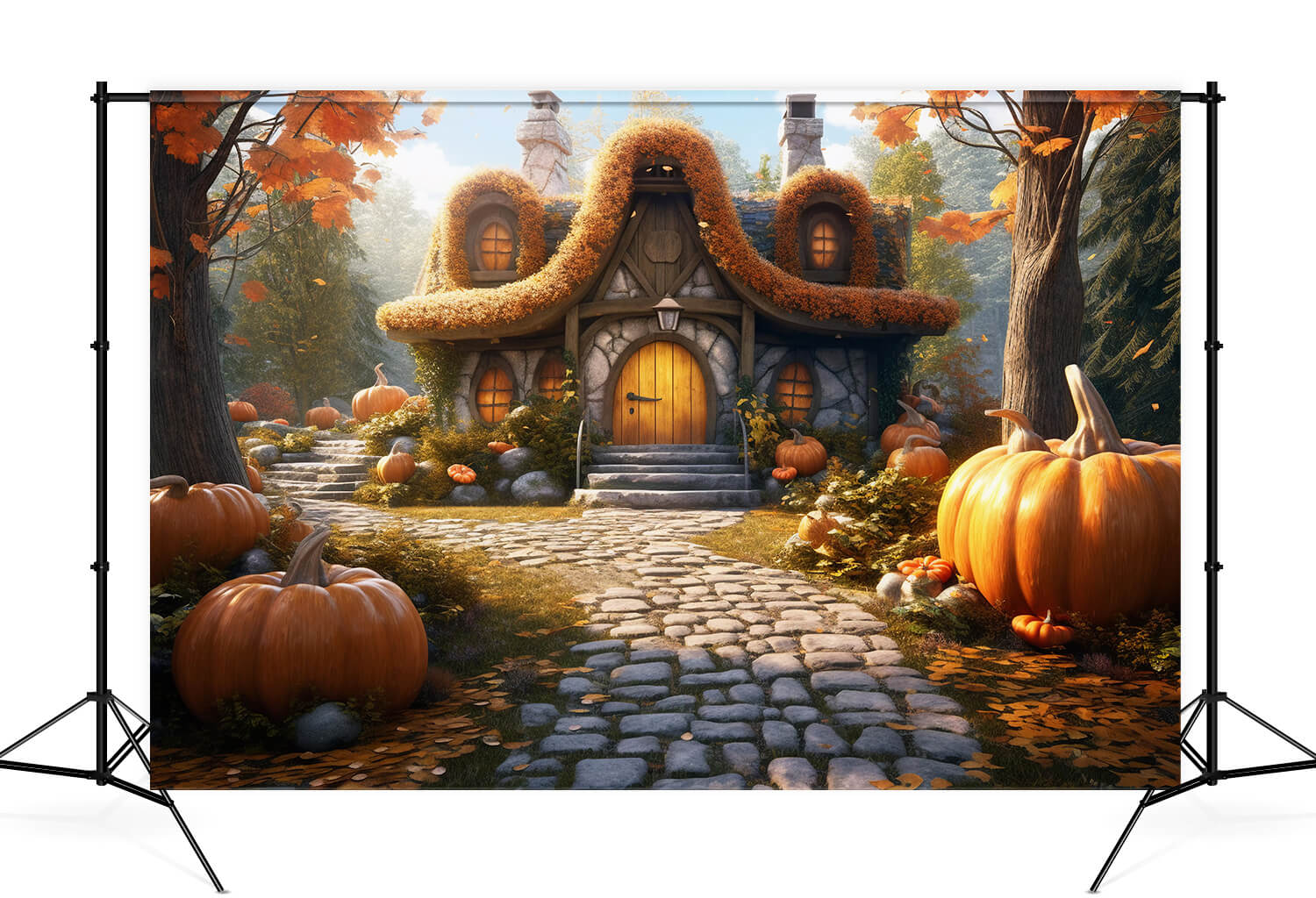 Sfondo Della Cabina Fotografica Autunnale Di Pumpkin Cottage M9-94