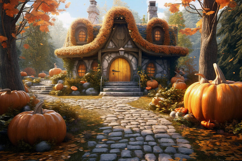 Sfondo Della Cabina Fotografica Autunnale Di Pumpkin Cottage M9-94