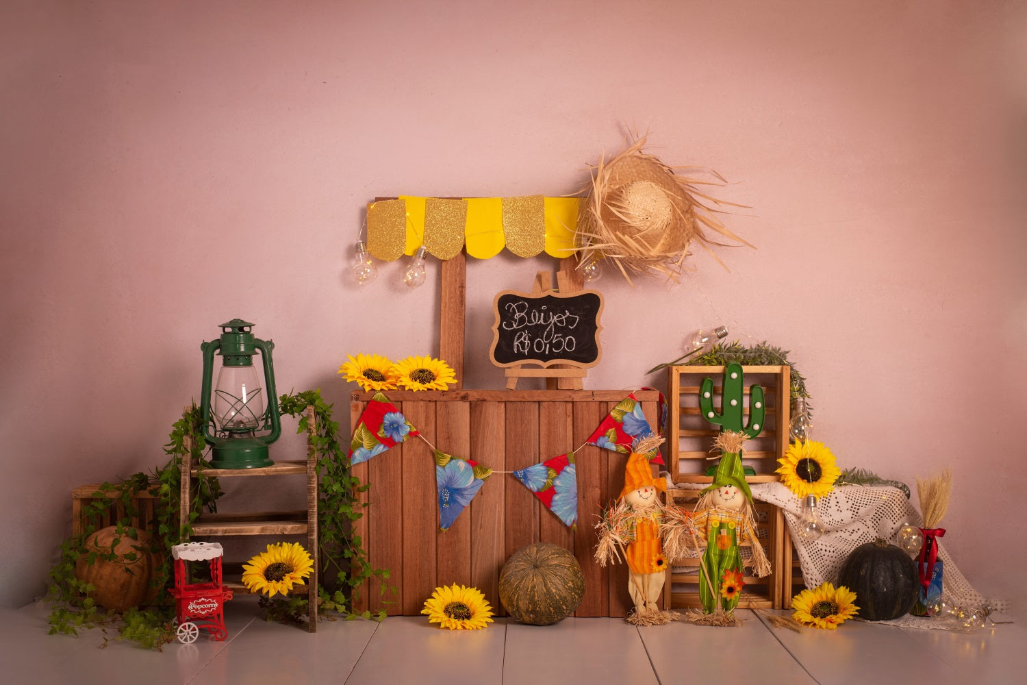 Sfondo Per Stand Di Vendita Di Girasole Da Parete In Polvere Estiva RR3-26