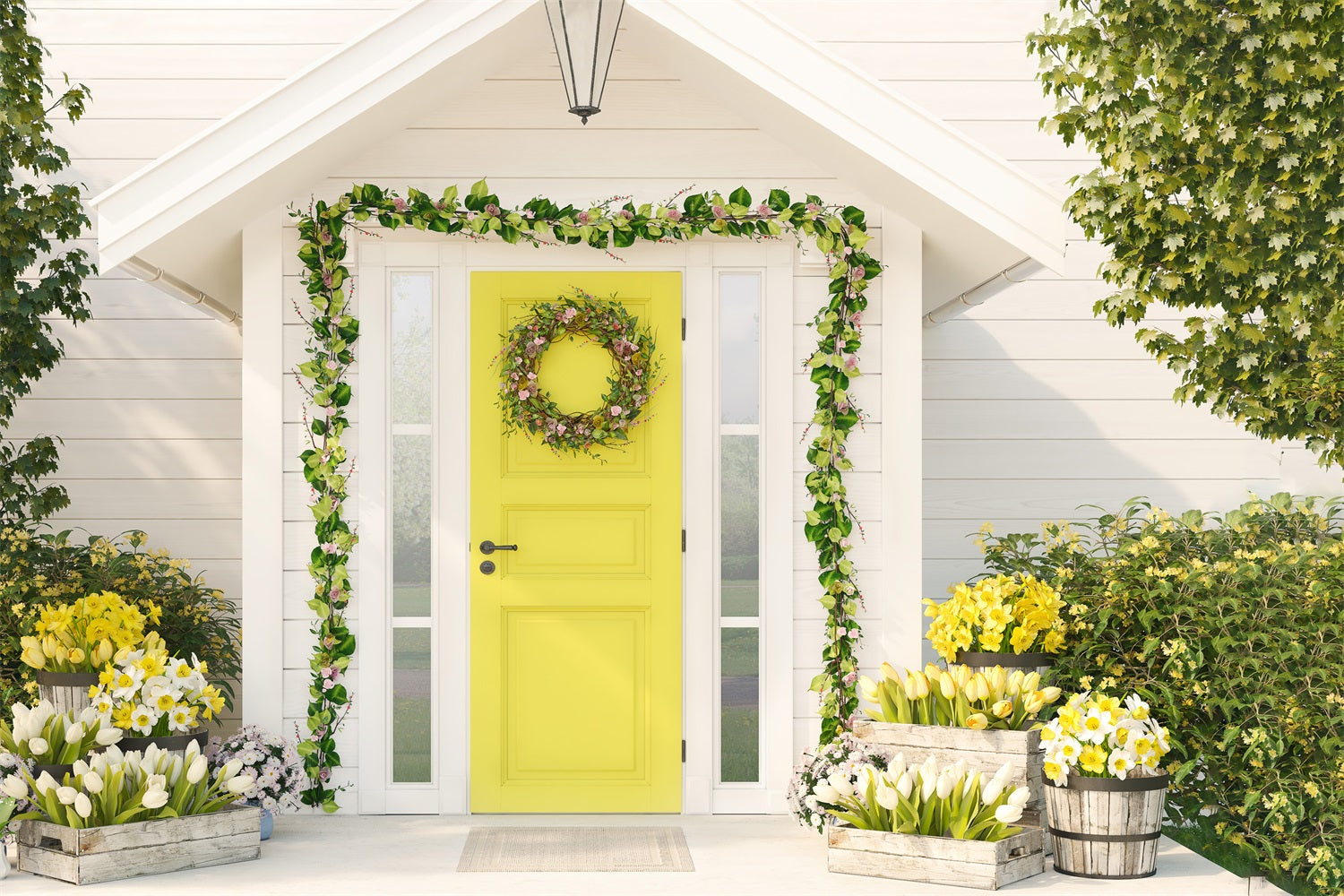 Sfondo A Tema Fresco Tulipano Della Casa Bianca RR3-28