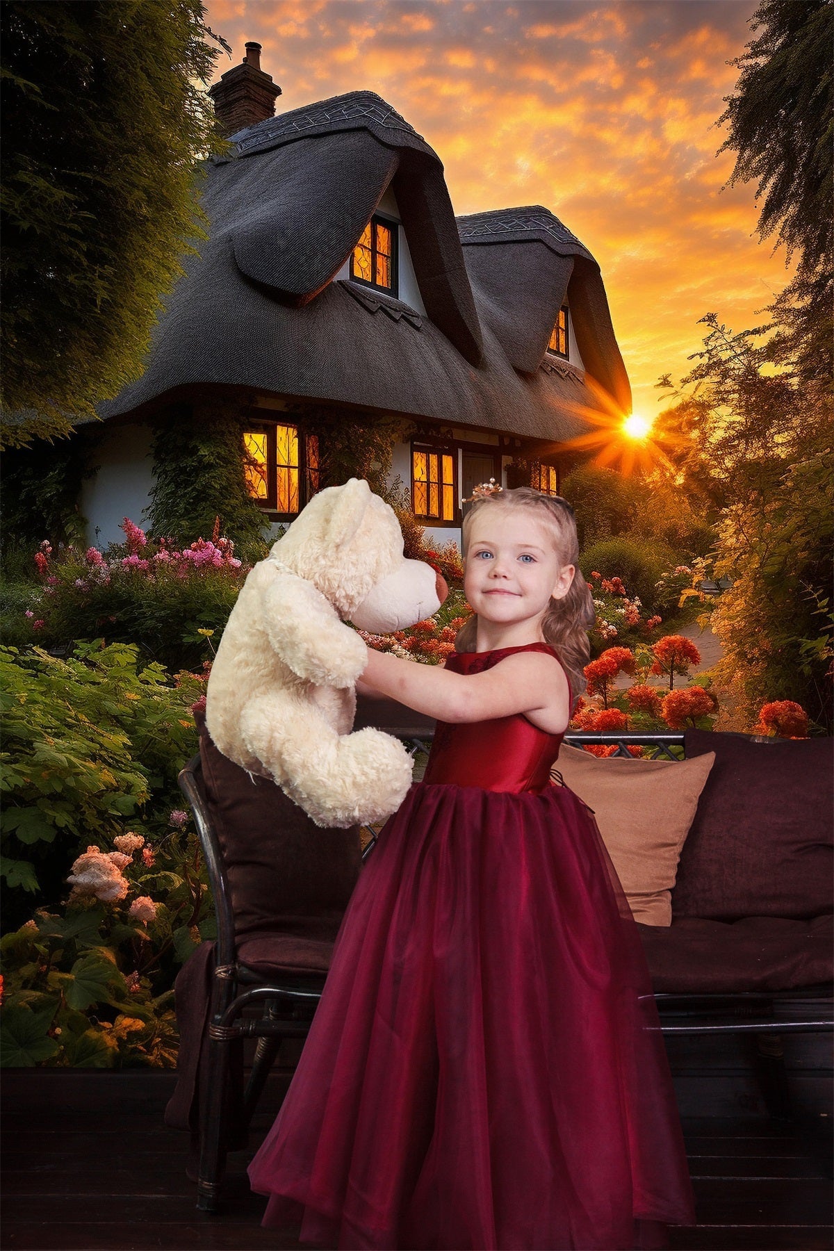 Sfondo Di Cabina Romantica Sunset Flower Road RR3-30