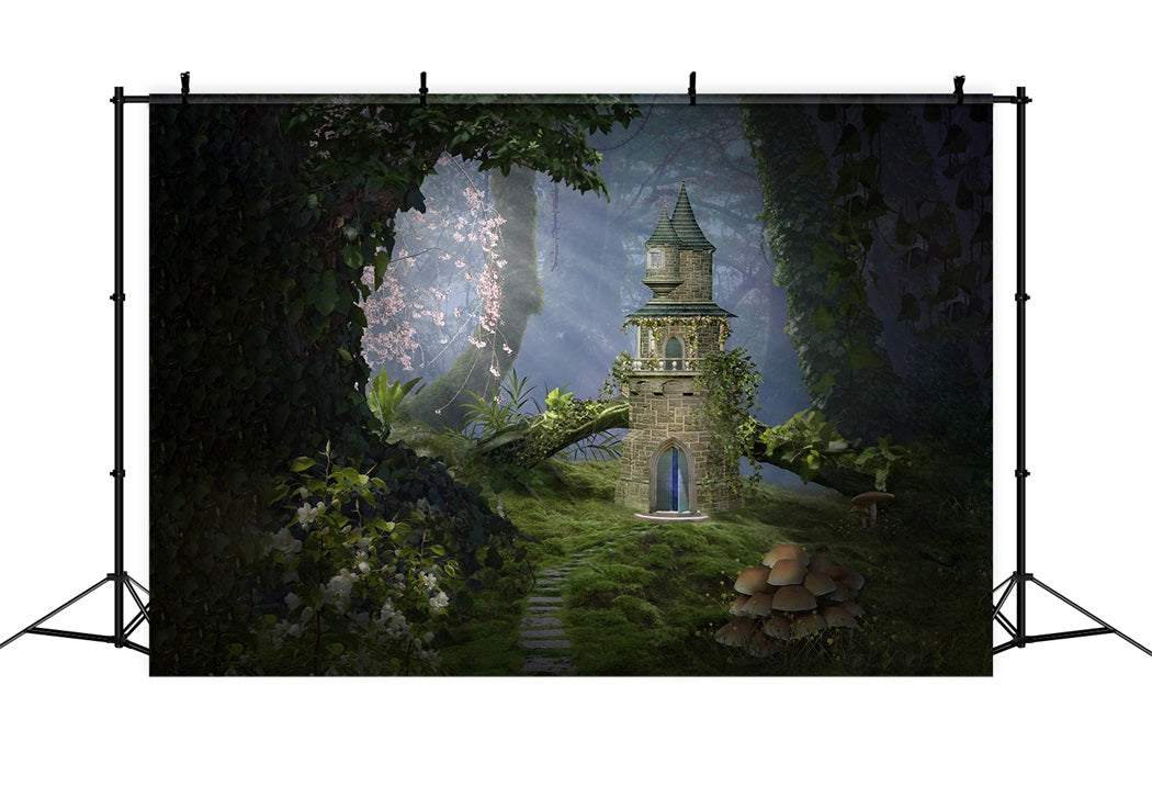 Sfondo A Tema Misterioso Del Castello Dei Funghi Della Foresta RR3-32