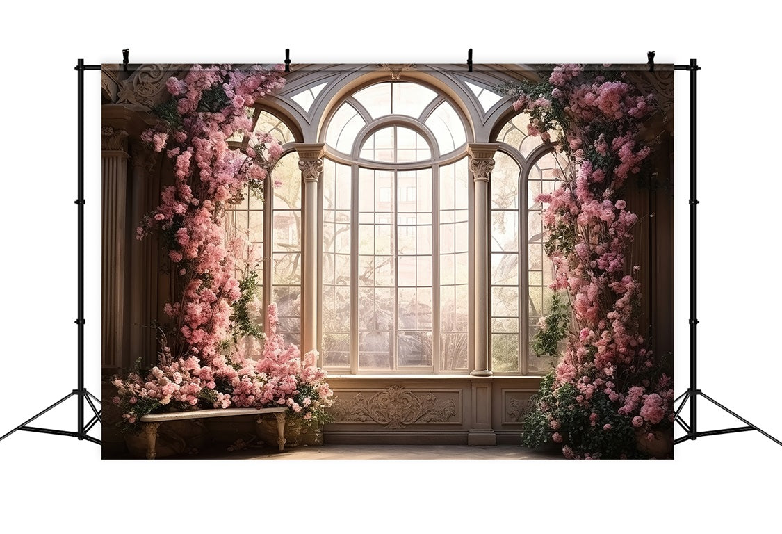 Dbackdrop Fiori Rosa Sfondo Vintage Per Pavimento Finestra Scena Accogliente RR3-33