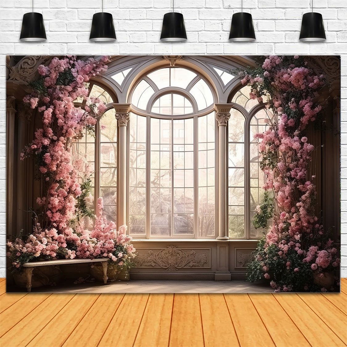 Dbackdrop Fiori Rosa Sfondo Vintage Per Pavimento Finestra Scena Accogliente RR3-33
