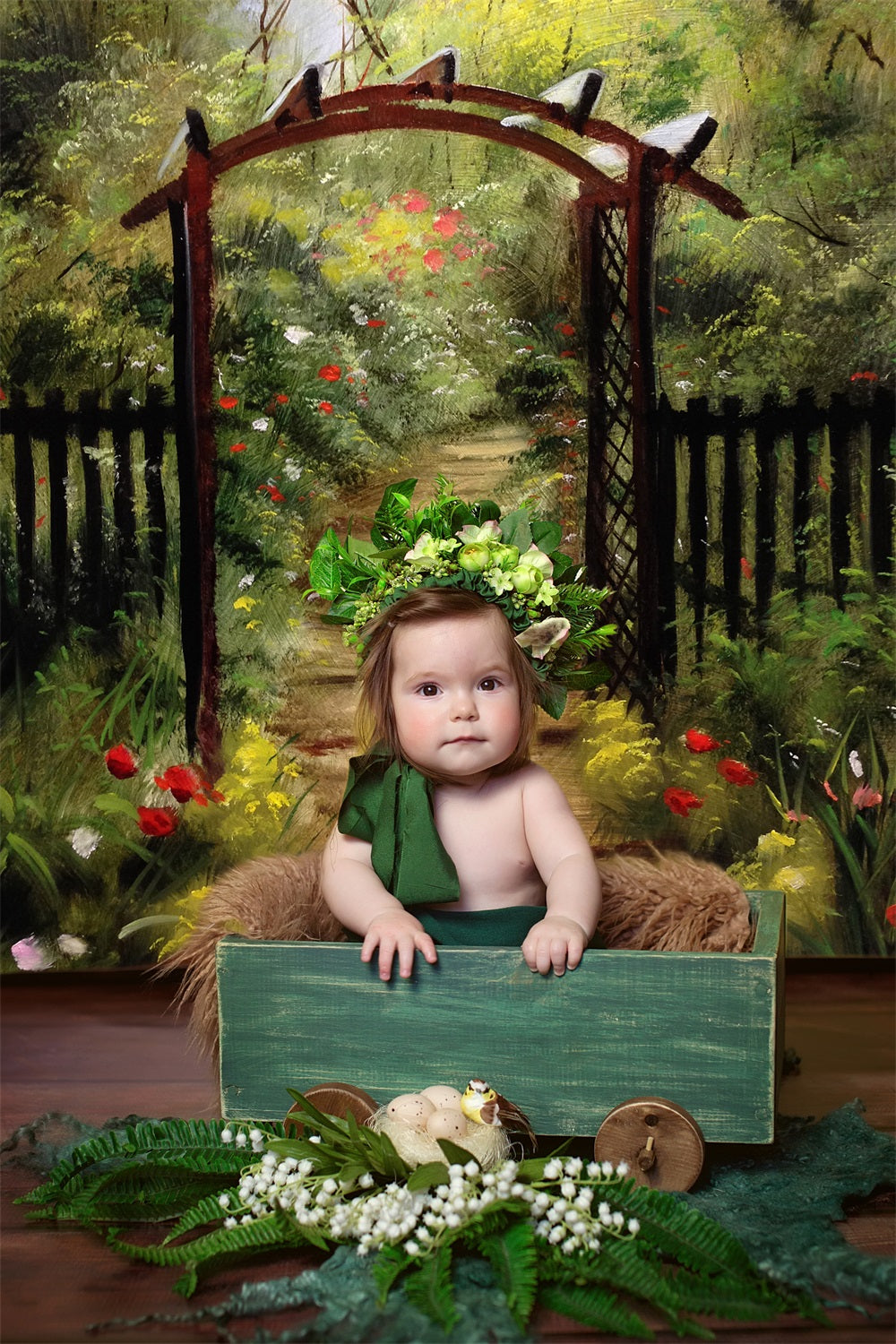 Dbackdrop Spring Mystic Grove Porta In Legno Sentiero Fiore Sfondo RR3-40