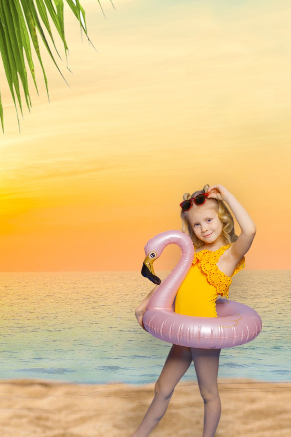 Dbackdrop Summer Seaside Beach Coconut Tree Sunset Fondale RR3-42