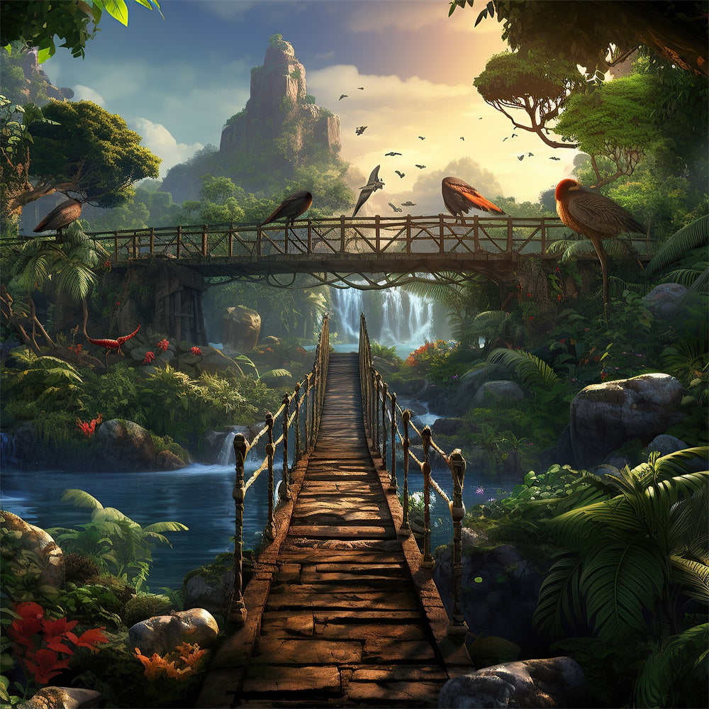 Dbackdrop Mystic Forest Bird Ponte Sospeso Fondale RR4-45