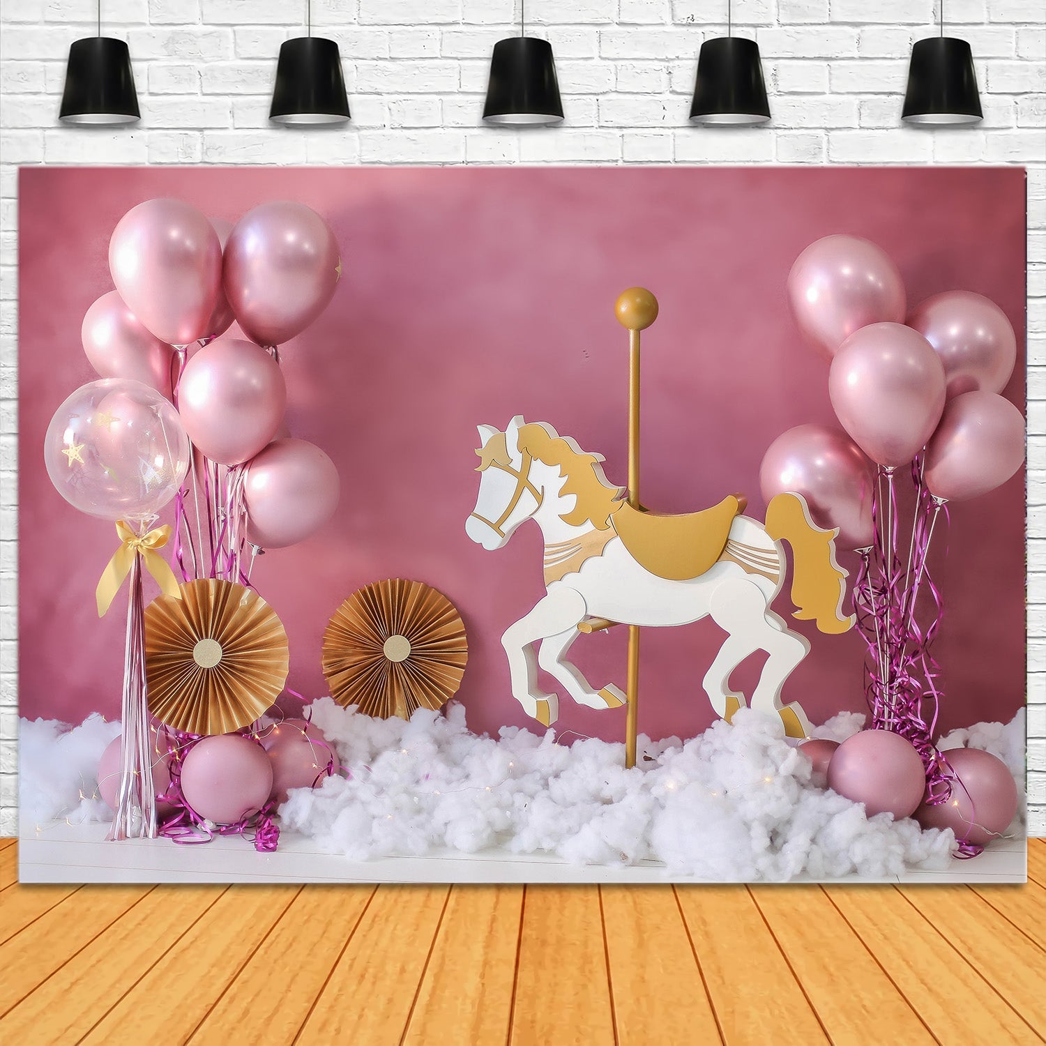 Sfondo Decorativo Per Feste Per Bambini Con Palloncini Rosa RR5-39