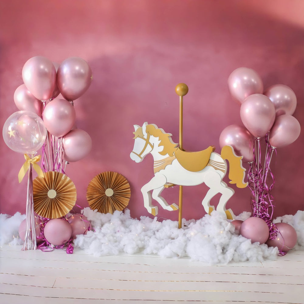 Sfondo Decorativo Per Feste Per Bambini Con Palloncini Rosa RR5-39