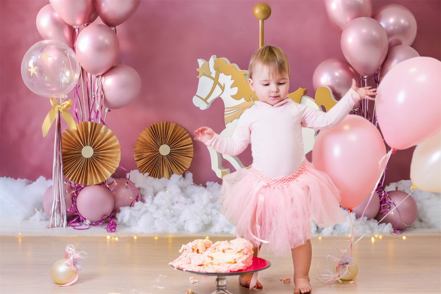 Sfondo Decorativo Per Feste Per Bambini Con Palloncini Rosa RR5-39