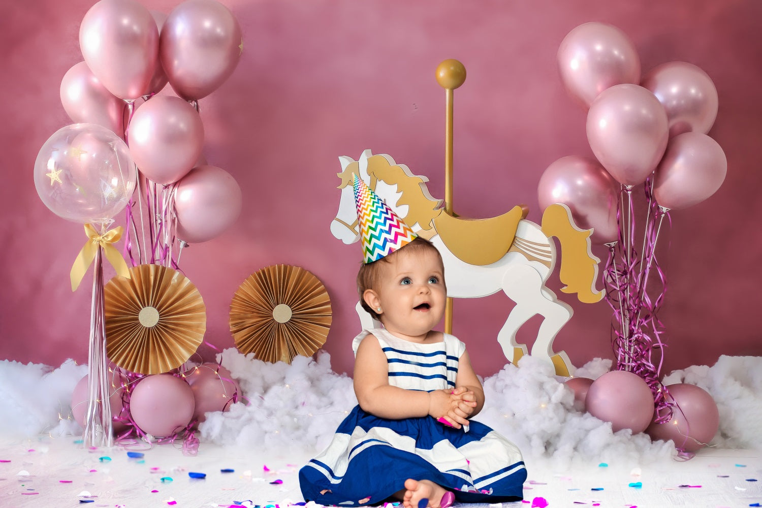 Sfondo Decorativo Per Feste Per Bambini Con Palloncini Rosa RR5-39