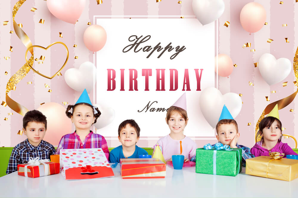 Sfondo Compleanno Personalizzato Con Palloncini Cuore Amore RR5-47