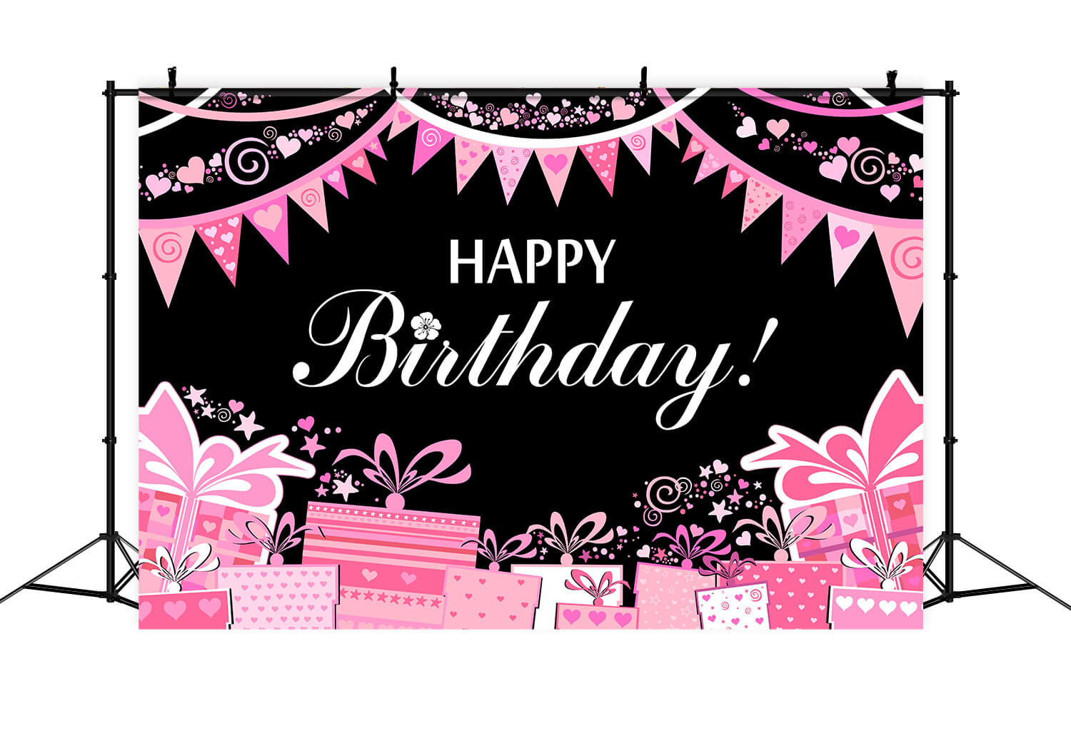 Confezione Regalo Con Bandiere Rosa Sfondo Personalizzato Per Compleanno RR5-48