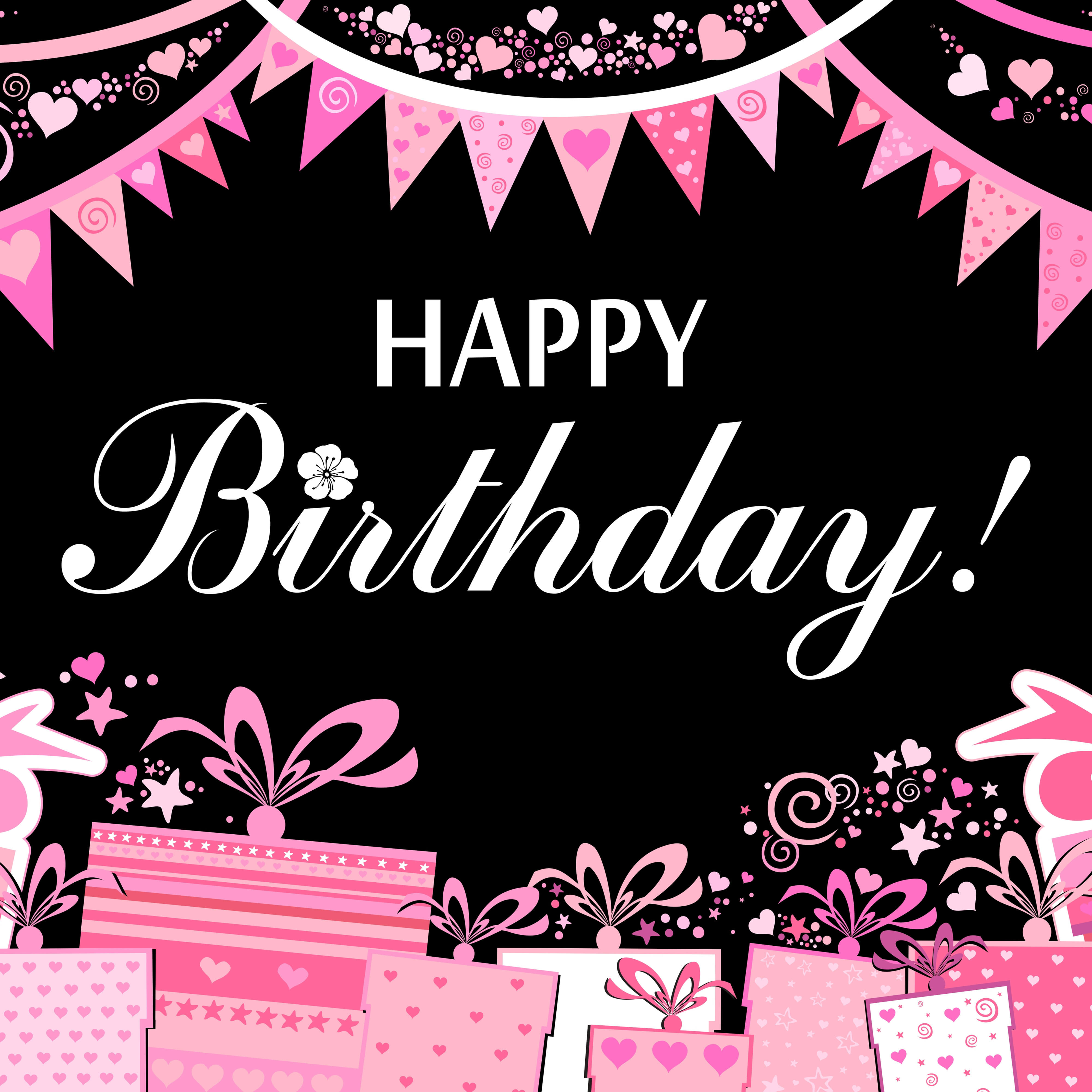 Confezione Regalo Con Bandiere Rosa Sfondo Personalizzato Per Compleanno RR5-48