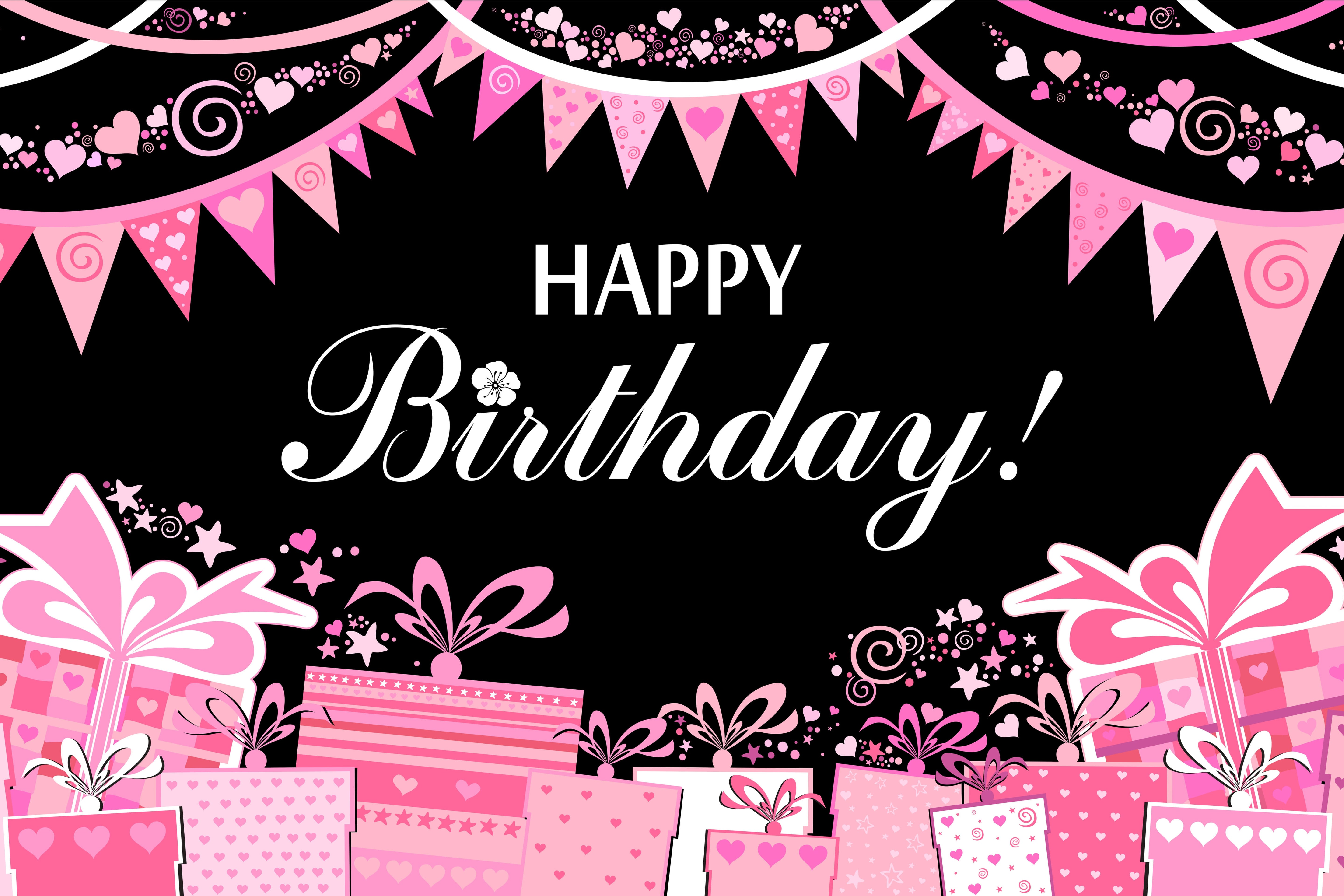 Confezione Regalo Con Bandiere Rosa Sfondo Personalizzato Per Compleanno RR5-48
