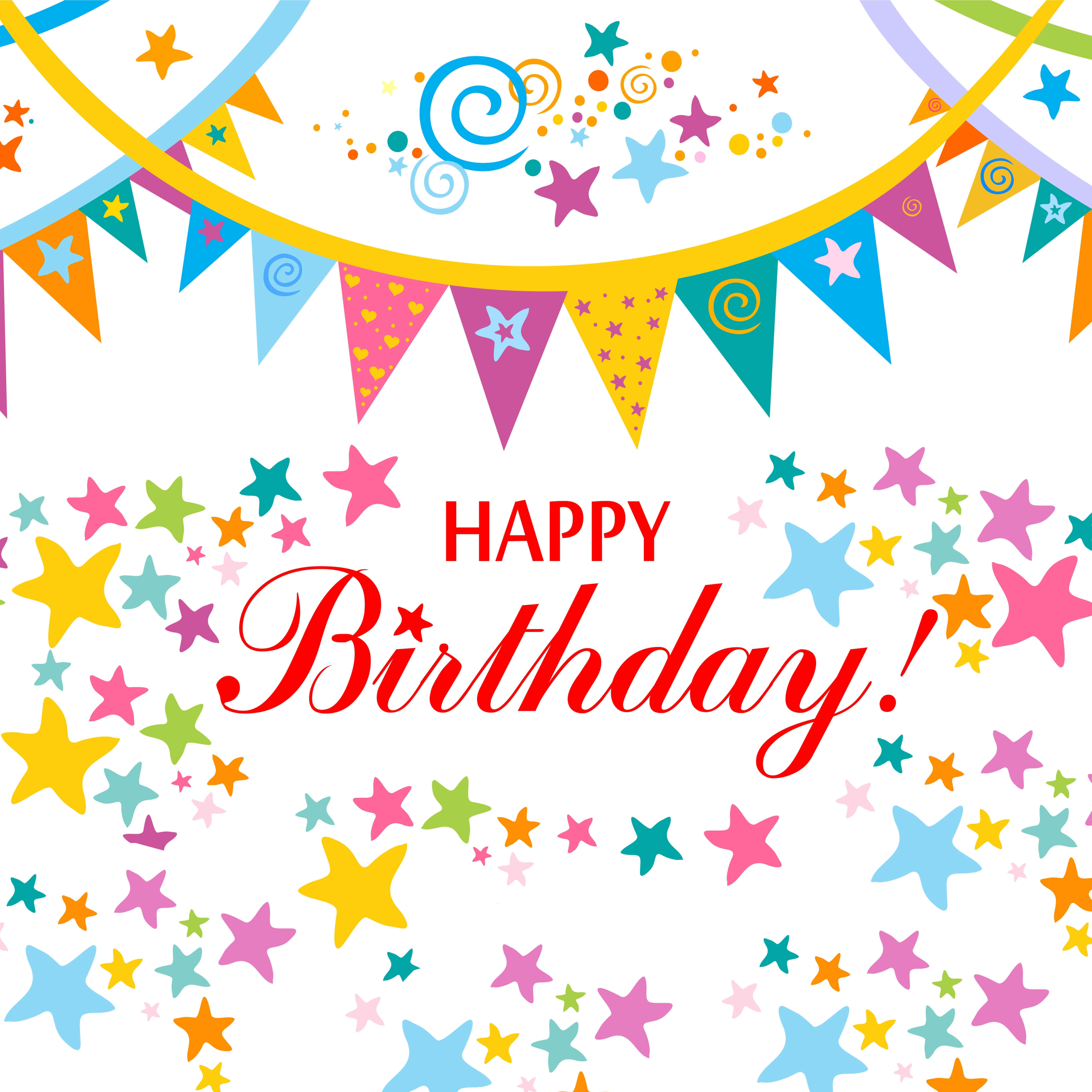 Sfondo Compleanno Personalizzato Con Striscioni Colorati E Stelle RR5-49