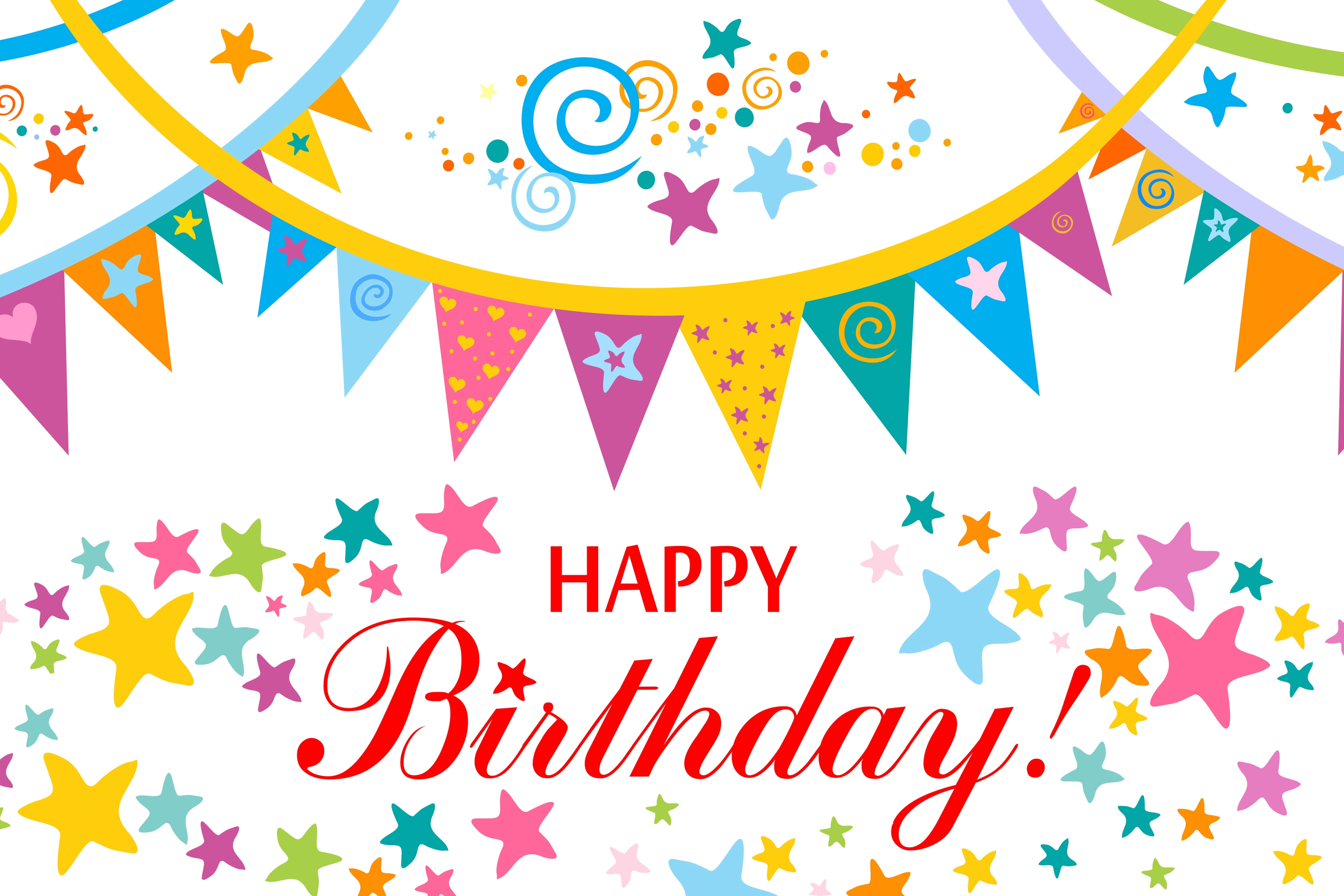 Sfondo Compleanno Personalizzato Con Striscioni Colorati E Stelle RR5-49