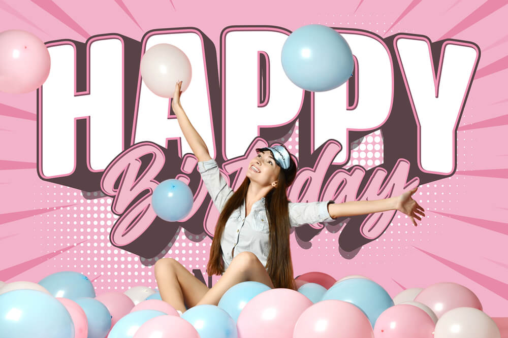 Sfondo Fotografico Personalizzato Per Festa Di Compleanno Rosa RR5-51