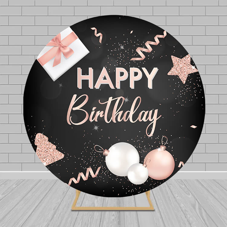Sfondo Rotondo Con Banner Di Compleanno Personalizzato Luccica RR5-60